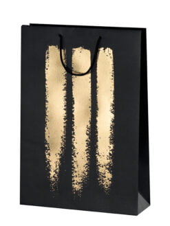 SAC PAPIER NOIR IMPRESSION OR - 3 BOUTEILLES