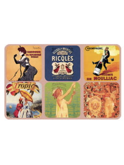 SOUS-VERRES DECOR CHAMPAGNE (lot de 6)