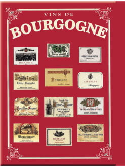 PLAQUE MURALE EN MÉTAL 30 x 40 cm - ÉTIQUETTES DE BOURGOGNE