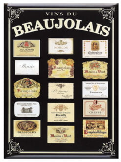 CARTE EN MÉTAL 15 x 21 cm - ÉTIQUETTES DU BEAUJOLAIS