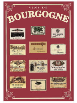 CARTE EN MÉTAL 15 x 21 cm - ÉTIQUETTES DE BOURGOGNE