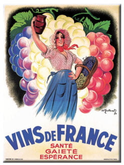 CARTE EN MÉTAL 15 x 21 cm - VINS DE FRANCE