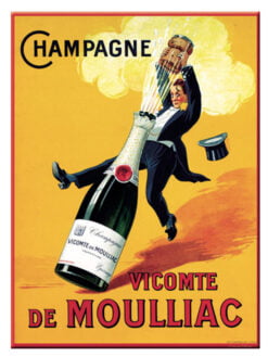 CARTE EN MÉTAL 15 X 21 CM - CHAMPAGNE VICOMTE DE MOULLIAC