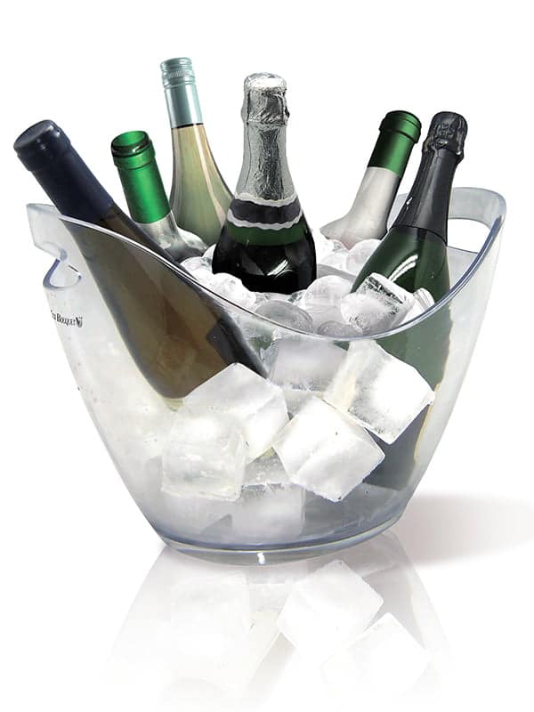 VASQUE À CHAMPAGNE TRANSPARENTE 6 BOUTEILLES
