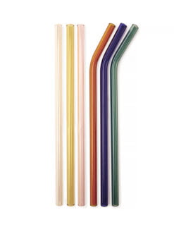 PAILLES REUTILISABLES EN VERRE AVEC GOUPILLON (lot de 6)