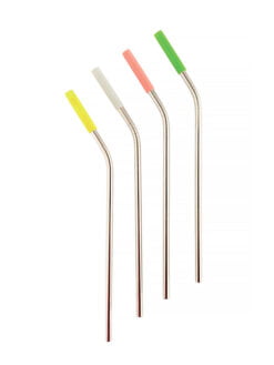 PAILLES REUTILISABLES EN METAL ET SILICONE AVEC GOUPILLON (lot de 4)