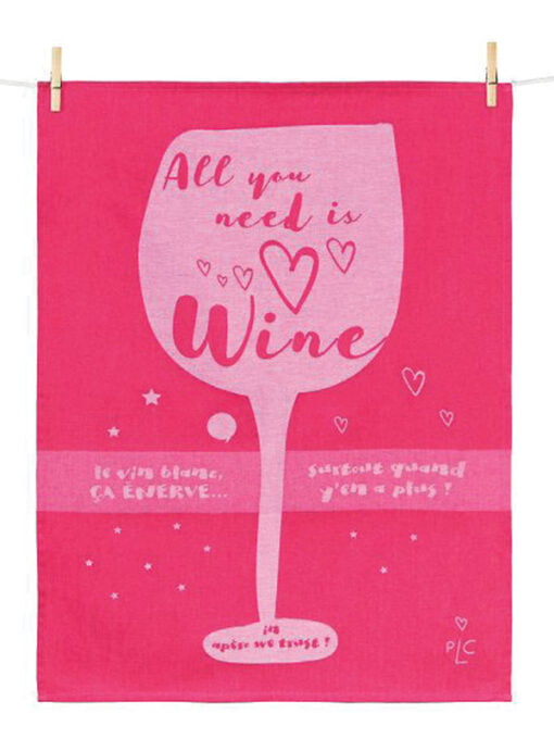 TORCHON "ALL YOU NEED IS WINE" - 50x70 cm