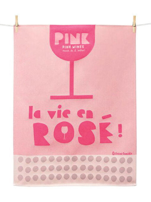 TORCHON "LA VIE EN ROSÉ" - 50x70 cm