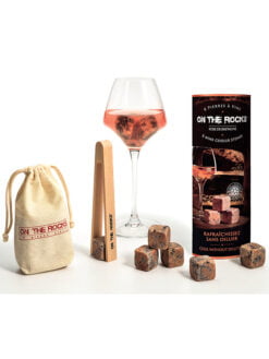 GLAÇONS EN GRANIT ROSE AVEC PINCE EN BOIS (lot de 6)