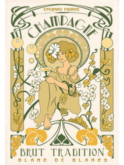 TORCHON CHAMPAGNE BRUT ART DÉCO 48 x 72 cm