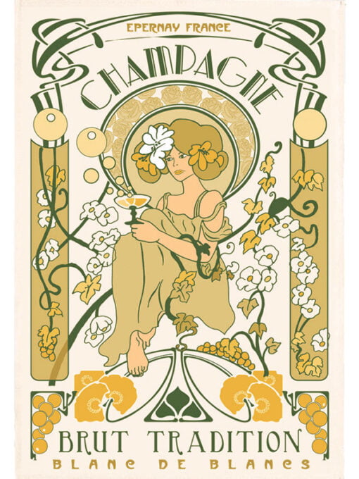 TORCHON CHAMPAGNE BRUT ART DÉCO 48 x 72 cm