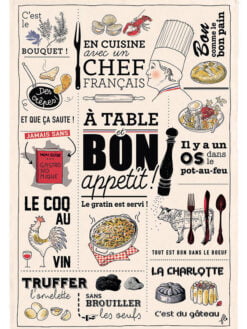 TORCHON CUISINE FRANÇAISE, BON APPÉTIT - 48x70 cm