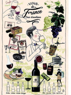 TORCHON VIN DE FRANCE, CRUS d'EXCELLENCE - 48 x 72 cm