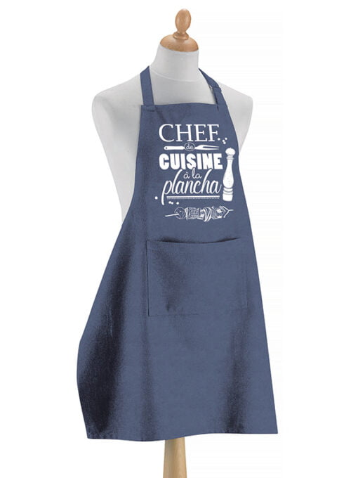 TABLIER HUMOUR "CHEF, CUISINE À LA PLANCHA" - 72x90 cm