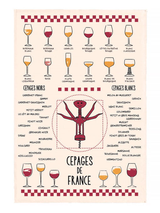TORCHON VINS et CÉPAGES - 48x72 cm