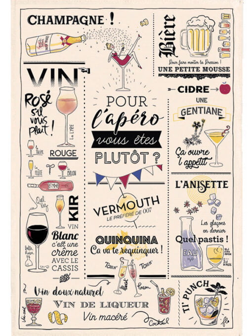 TORCHON VERRES ET APÉRO - 48x72 cm