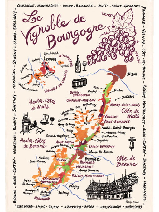 TORCHON LE VIGNOBLE DE BOURGOGNE - 48 x 72 cm