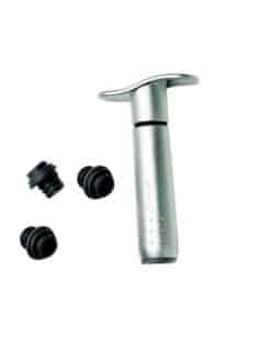 POMPE À VIDE D'AIR MANUELLE AVEC 3 BOUCHONS - ALU BROSSÉ