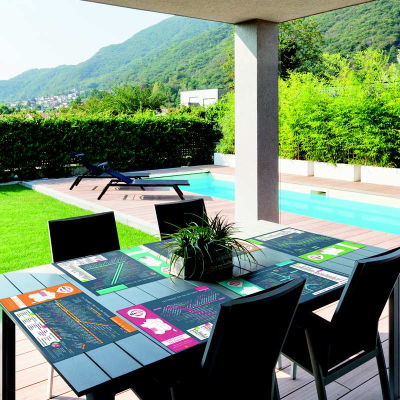 Place to relax under a porch, modern house with pool
