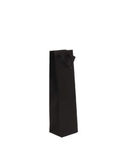 SAC KRAFT NOIR MAT UNI SANS FENÊTRE 1 BOUTEILLE (poignées cordelières)