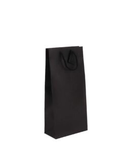 SAC KRAFT NOIR MAT UNI SANS FENÊTRE 2 BOUTEILLES (poignées cordelières)