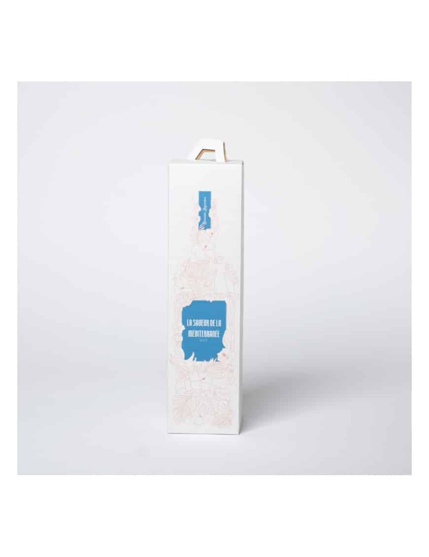 VALISETTE KRAFT BLANC PERSONNALISÉE - 1 BOUTEILLE - avec poignée intégrée