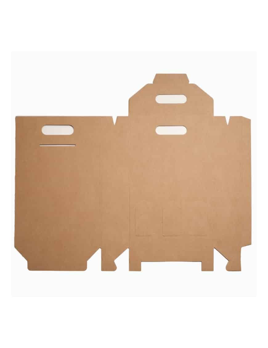 VALISETTE KRAFT BRUN PERSONNALISÉE - 3 BOUTEILLES - avec fenêtres et poignée intégrée – Image 2