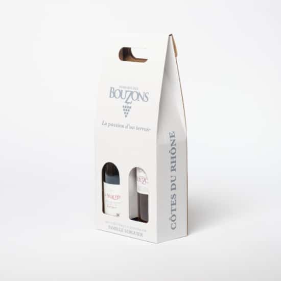 VALISETTE KRAFT BLANC PERSONNALISÉE - 2 BOUTEILLES - avec fenêtres et poignée intégrée – Image 3