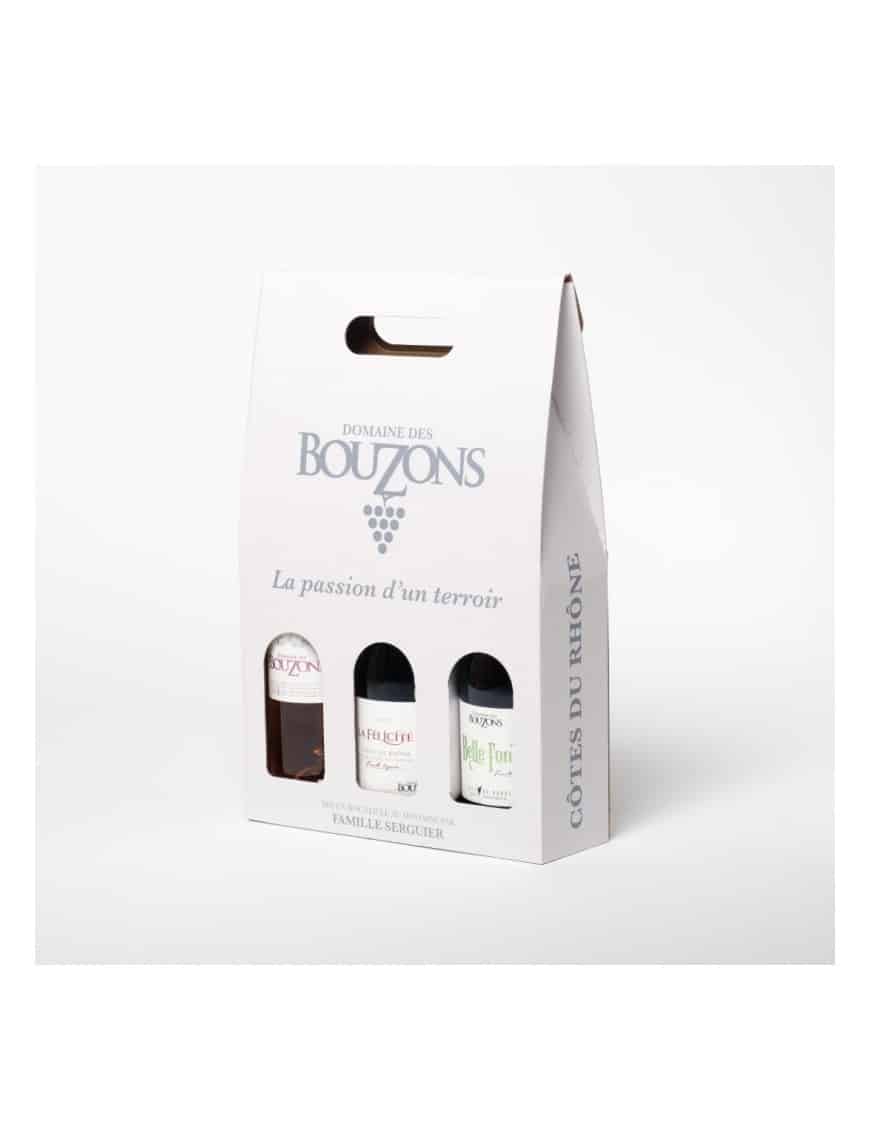 VALISETTE KRAFT BLANC PERSONNALISÉE - 3 BOUTEILLES - avec fenêtres et poignée intégrée – Image 3