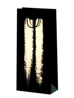 SAC PAPIER COLORIS NOIR IMPRESSION OR - 2 BOUTEILLES