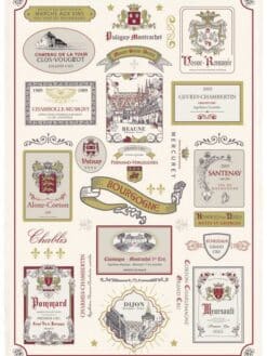 TORCHON MULTI ÉTIQUETTES BOURGOGNE - 48x72 cm