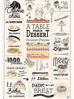 TORCHON LES DESSERTS FRANCAIS - 50 X 70 cm
