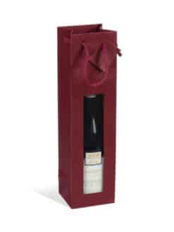SAC KRAFT LIE DE VIN MAT UNI AVEC FENÊTRE 1 BOUTEILLE (poignées cordelières)